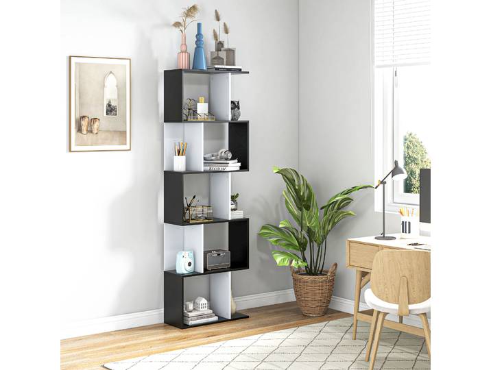 HOMCOM Bibliothèque Noir Blanc 60x24x185cm