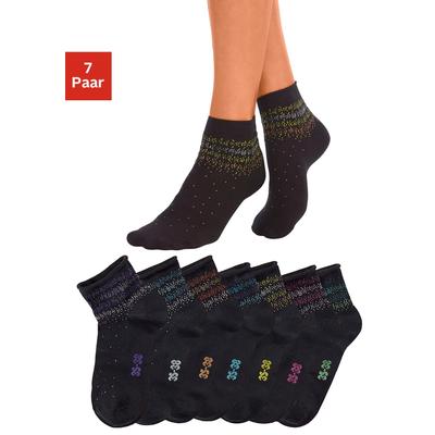 Kurzsocken H.I.S "Damen Kurze Söckchen, bunte Pünktchen", Damen, Gr. 35-38, schwarz, Baumwolle, Baumwollmischung, Elasthan, Polyamid, gepunktet, elastisch, Socken, mit Pünktchen Muster