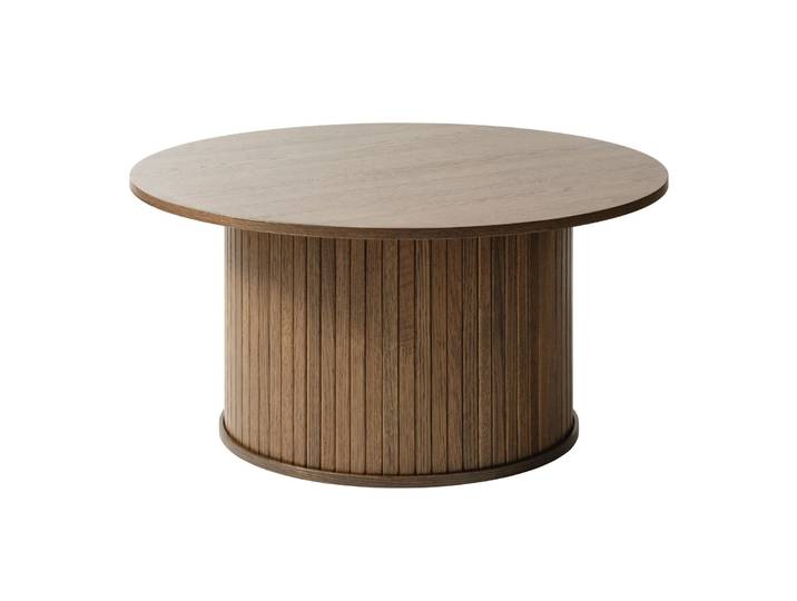 Runder Holztisch Gativel 90 cm mit runder Basis, Lamellen in