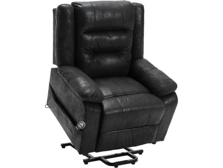 Fernsehsessel mit Aufstehhilfe und Massagefunktion Schwarz, Kunststoff, 84x137x164 cm, Wohnzimmer, Sessel, Fernsehsessel