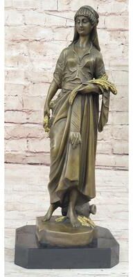 Bronzhaus French Artist Bouret Maiden Girl Gold Patina Bronze Sculpture Hot Cast Figurine