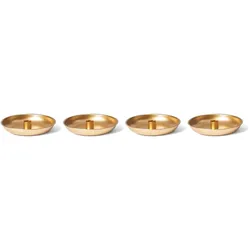 4er-Set Stabkerzenhalter Durchmesser 13cm Dekoschale Gold rund Metall scandic chic Kerzenteller Tafelkerzen Weihnachtsdekoration Kerzenhalter Adventskranz Candle Holder Kerzenpick