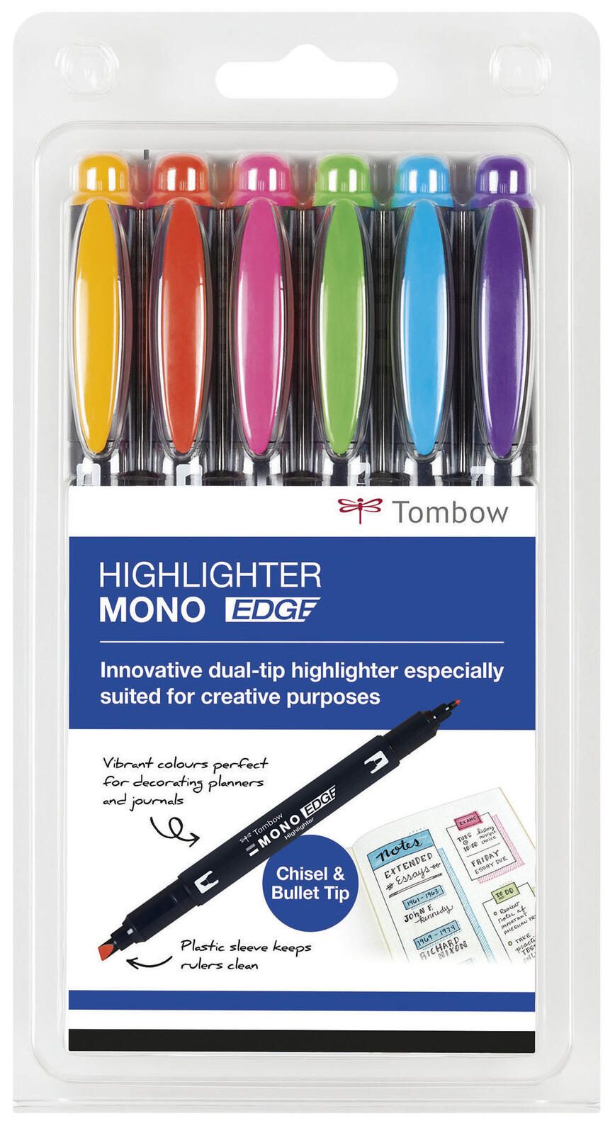 Tombow MONO edge Textmarker Mehrfarbig WA-TC-6P