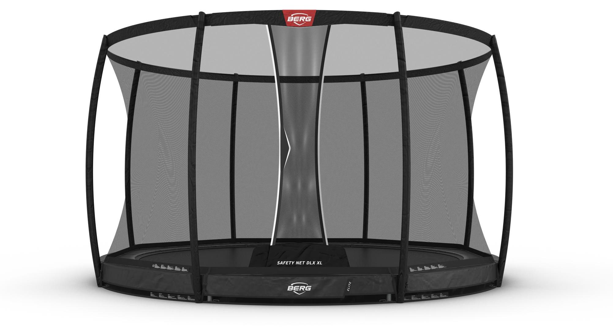 BERG Bodentrampolin Elite InGround 430 + Sicherheitsnetz DLX XL Grau