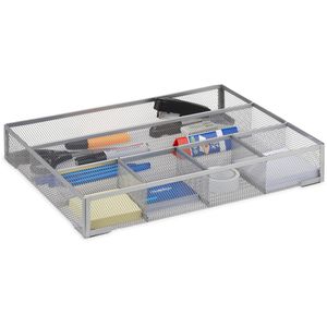 Relaxdays Schreibtisch-Organizer 10022491, Metall, 6 Fächer, silber
