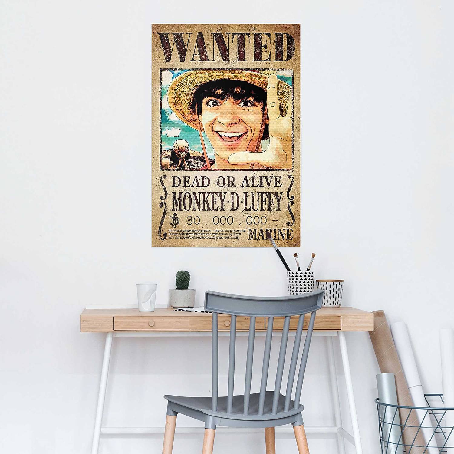 home24 One Piece Monkey D. Luffy Poster, Bruin/Multicolor, Papier, 61 x 92 cm