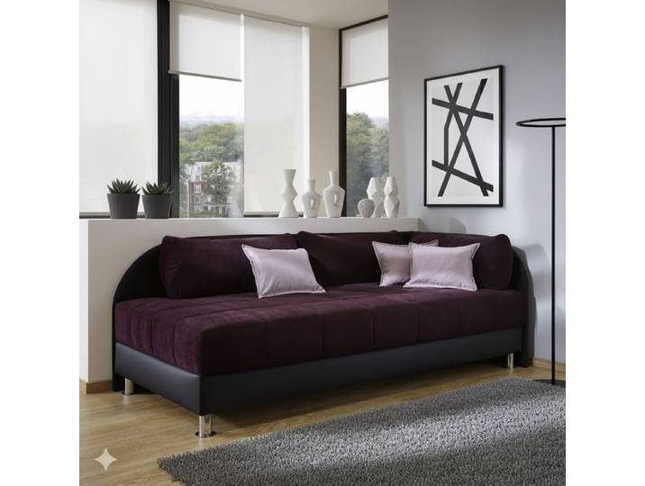 Polsterliege Enea Kunstleder mit Bettkasten Seitenteil rechts 76x205x96cm Schwarz klassischer Stil