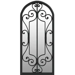 vidaXL Gartenspiegel Schwarz 100x45 cm Eisen