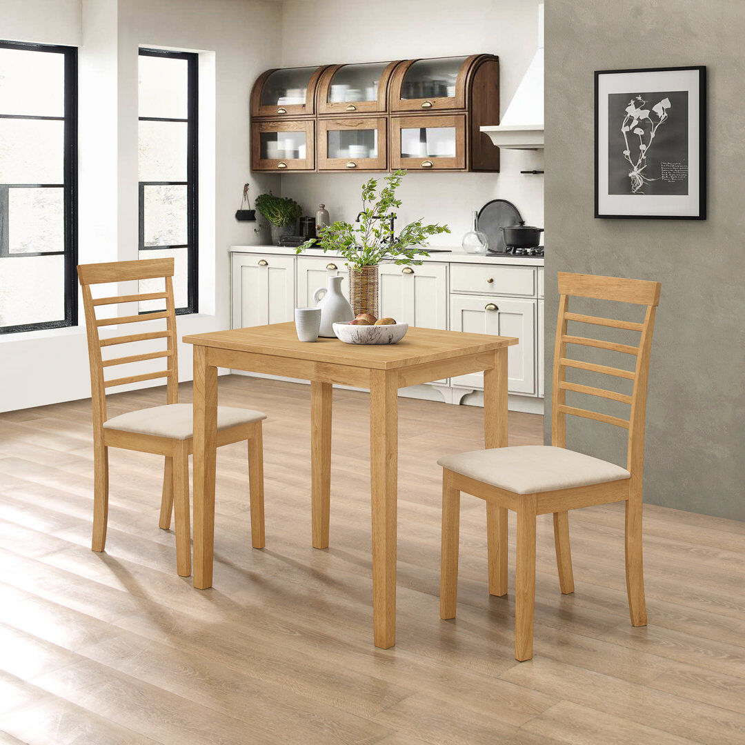 Brambly Cottage Mcneill 2 -Person Rubberwood Solid Wood Dining Set Light Oak 2