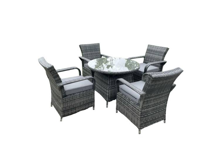 Fimous Gartenmöbel SET Polyrattan 4-Sitzer, Dunkelgrau, Metall, Kunststoff, Glas, Füllung: Schaumstoff,Schaumstoff, rechteckig, Gartenmöbel, Gartengarnituren, Gartenmöbel-Sets