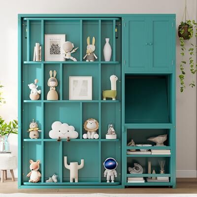 GREATPLANINC Twin Size Rotating Wall Murphy Bed with Bookshelf, Top Cabinet and Desk, Wooden Storage Murphy Bed Cabinet, No Box Spring Needed