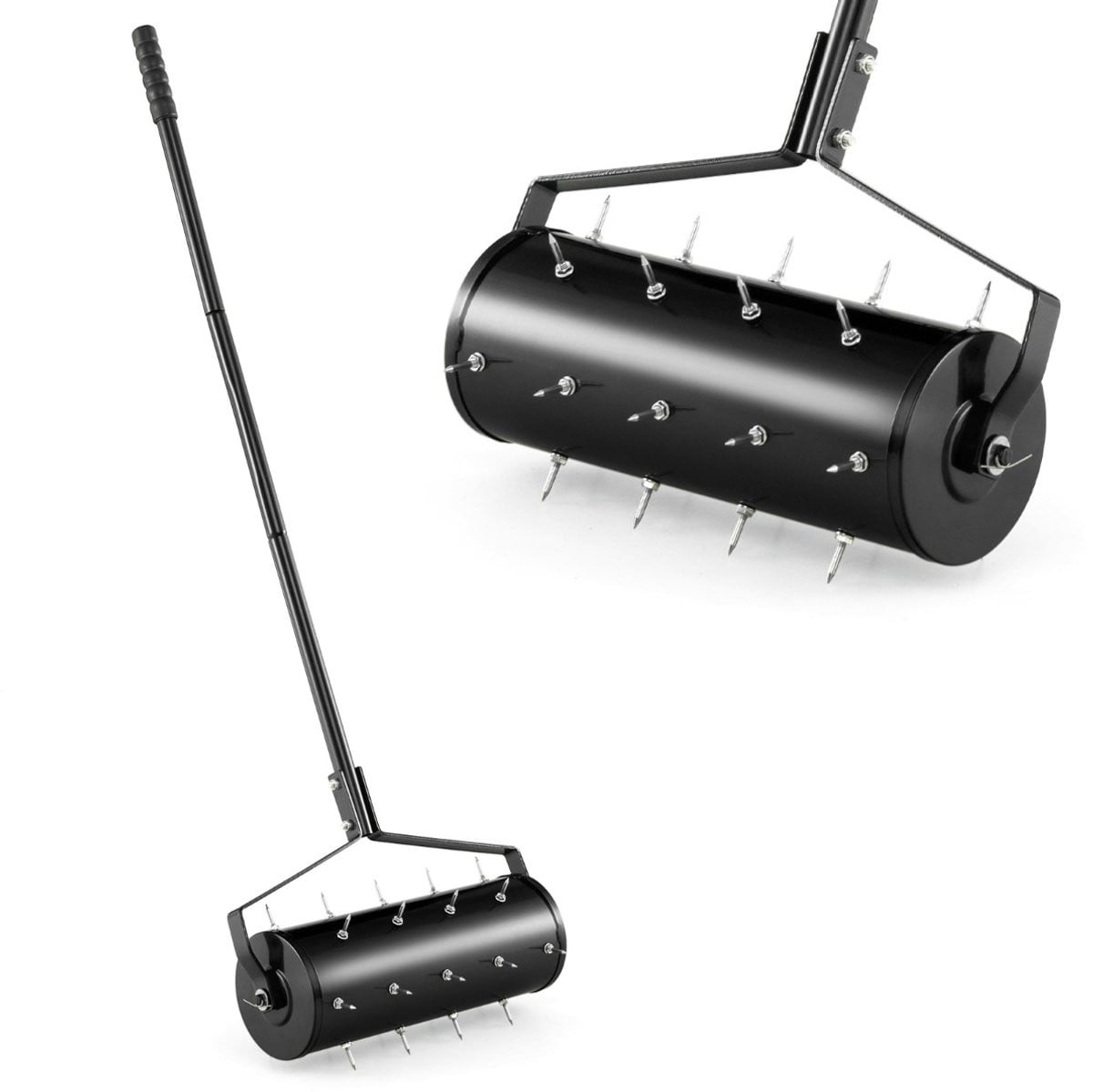 SureDeal Handmatige Gazonbeluchter met Spijkers en Steel - Zwart en Donkerbruin - 44 x 128 cm