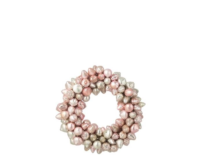 Couronne de boule de noël en verre rose d.30 cm