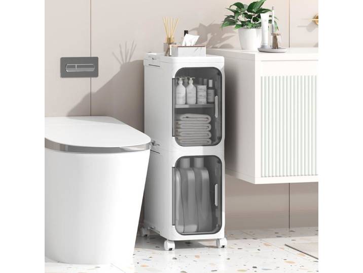 Armoire de Salle de Bain Mince unité de Rangement Autonome PETIT MEUBLE DE RANGEMENT