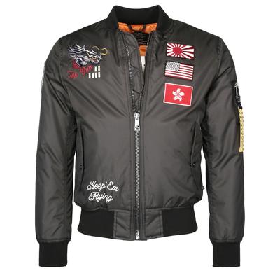 Bomberjacke TOP GUN "TG20192031", Herren, Gr. 48S, grau (anthrazit), Obermaterial: 100% Nylon . Strick: 100% Polyester, Jacken Bomberjacke