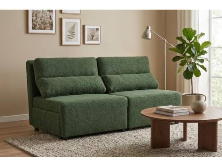Sofa 2-Sitzer-Schlafsofa mit Stauraum, schwarzer Velours, KIMO Family Möbel