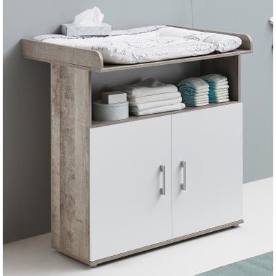Babyzimmer-Komplettset ARTHUR BERNDT "Jugendzimmer-Set »Kilian« 4-teilig", transparent (natur), ohne Matratze, B/H: 70cm x 140cm, Schlafzimmermöbel-Sets, Platinum Oak/ Weiß Nachbildung