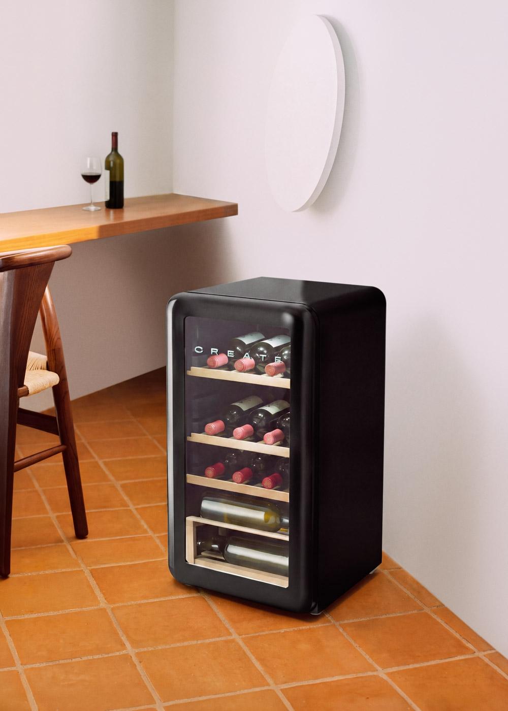 CREATE - WINECOOLER RETRO - Elektrischer Weinkühlschrank im Retro-Stil für 12, 24, 45 oder 76 Flaschen