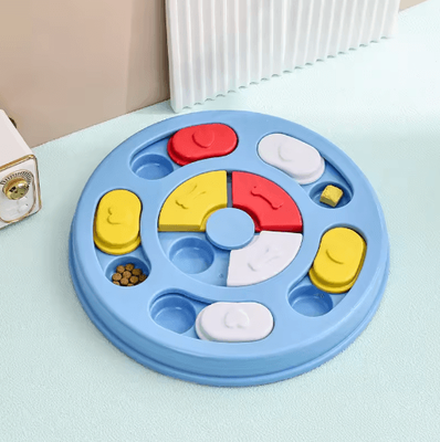 Inspire Picks Smart Cat Puzzle Toy Interactive Slow Feeder Turntable For Indoor Cats circular Blue Red