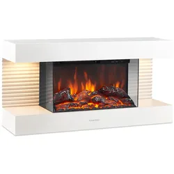 KAMINIO Elektrokamin LIZ - Elektrischer Wandkamin mit Heizung, 3D-Flammeneffekt, LED-Ambientelicht, Fernbedienung - Weiß