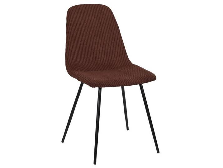 Chaise en Velours Côtelé Terracotta et Piètement en Métal Noir - Chaise de Salon Salle à Manger