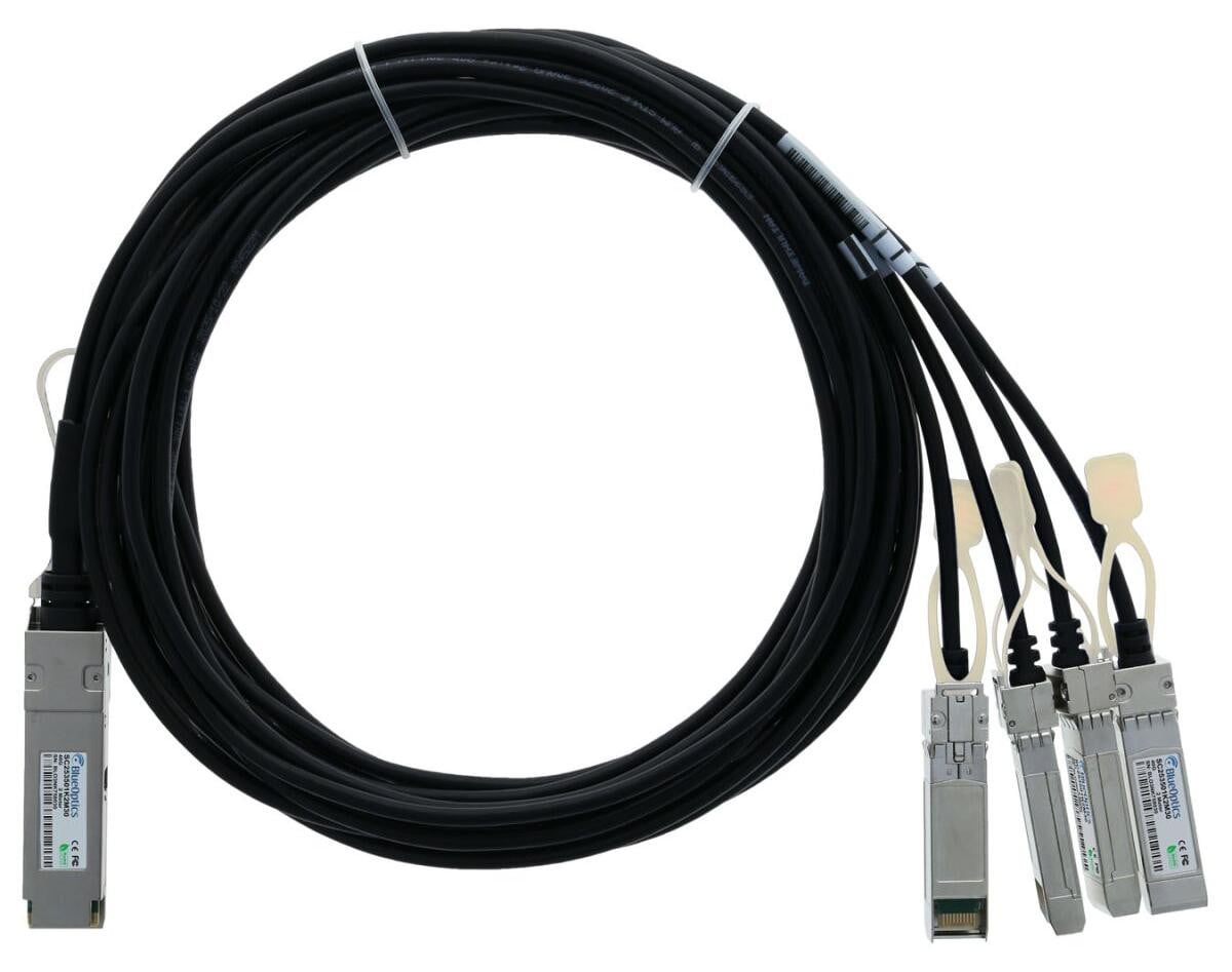 BlueOptics QSFP naar 4x SFP+ kabel, 5 meter, mannelijk naar mannelijk