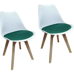 HTI-Living, Stühle, Esszimmerstuhl Samt 2er Set Atlanta Weiss/Grün