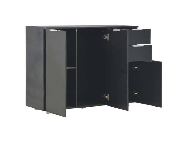 Décoratif - Buffet bahut - Placard de rangement moderne - Noir brillant 107x35x80 5cm - pour entrée con6425408