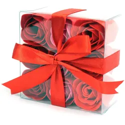 Set of 9 Soap Flowers - Red Roses