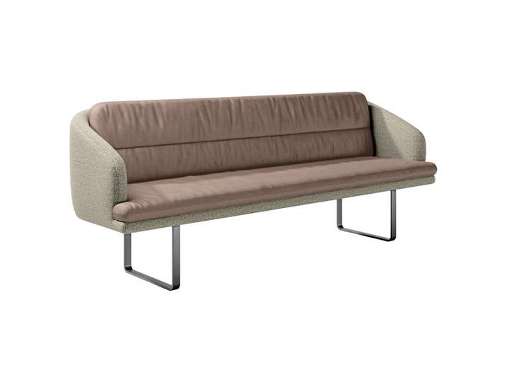 Dieter Knoll Sitzbank, Sand, Graugrün, Metall, 3-Sitzer, 255x89x68 cm, Fußauswahl, Stoff-/Lederauswahl, Esszimmer, Bänke, Sitzbänke