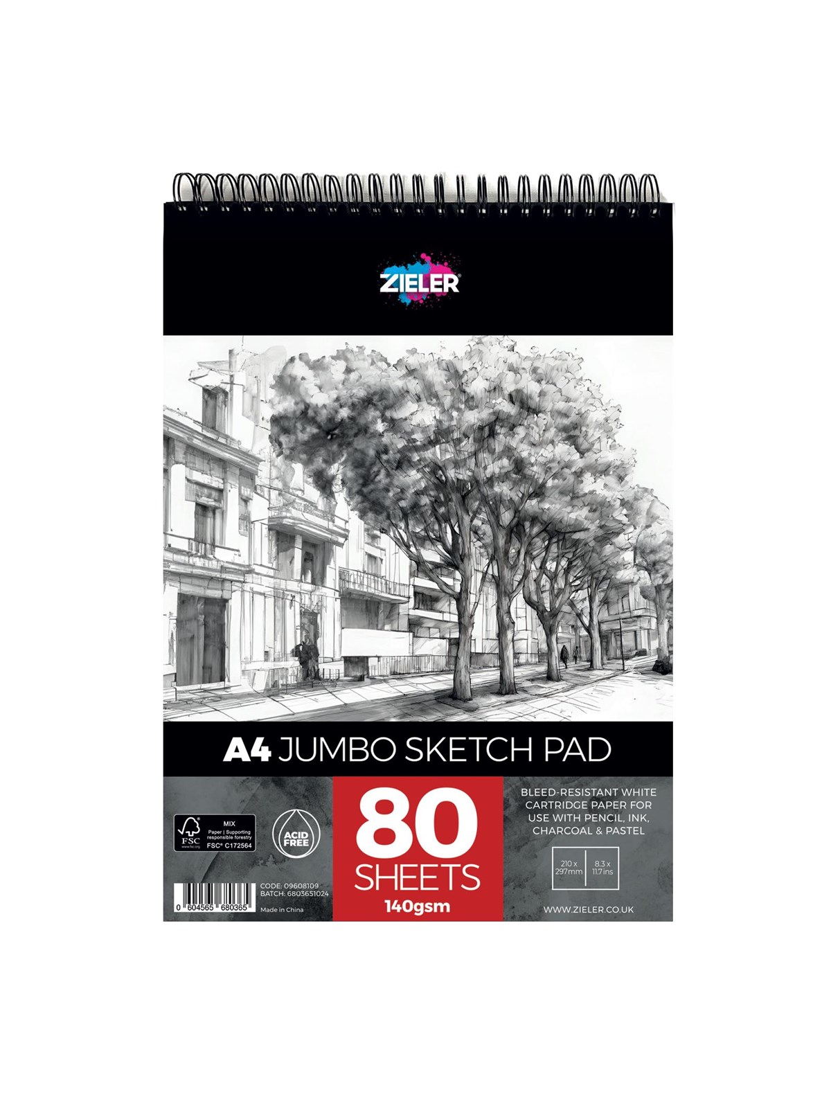 Zieler Sketchbook JUMBO SPIRAL A4 140g.