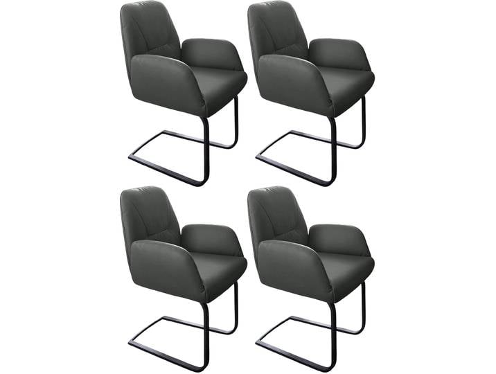 Freischwinger W.SCHILLIG ole , grau (anthrazit z69, schwarz pulverbeschichtet), B:63cm H:90cm T:64cm, Longlife Xtra-Leder Z69: Das feinnarbige, gedeckte Softleder Z69 besticht durch seine außergewöhnliche Weichheit im trendigen »Vintage-Look«, Hautstärke 0, 9 - 1, 1 mm;Longlife Xtra-Leder Z79: Das Z79 gehört zu der Familie der Anilin-Touch-Leder, die durch ihren besonders angenehmen Griff überzeugen, Hautstärke 1, 1 - 1, 3 mm;Longlife Xtra-Leder Z59: Glattleder mit modischer Prägung. Hautstärke 0, 9 - 1, 1 mm, Stühle, Freischwinger, 2er- oder 4er-Set, Gestell in Schwarz pulverbeschichtet