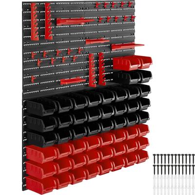 TecTake GmbH tectake Kleinteilemagazin mit 28 Stapelboxen und Werkzeughalterungen - 2er Set schwarz