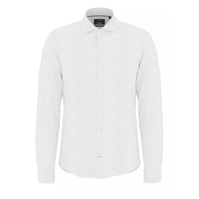 Langarmhemd JOOP "Pares", Herren, Gr. 42, N-Gr, weiß, Web, Obermaterial: 97% Baumwolle, 3% Elasthan, unifarben, slim fit normal, 2-Knopf-Manschette, Hemden