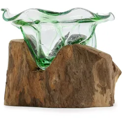 Recycled Beer Bottles - Large Fancy Sweet Bowl on Wood