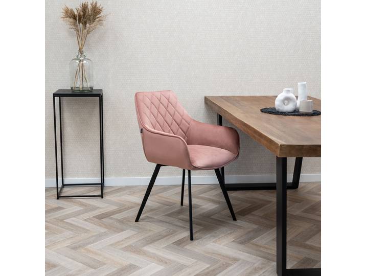 SET van 4 Karl Eetkamerstoel - Velvet - Roze (set van 4)