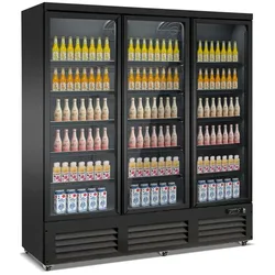 CombiSteel Tiefkühlschrank 3 Glastüren Schwarz Ceb-1600F Bl