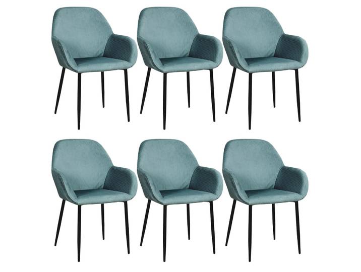 Lot de 6 fauteuils velours côtelé bleu canard