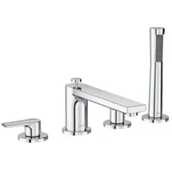 KLUDI ZENTA SL Wannenfüll- und Brause-Einhandmischer, Vierloch-Fliessenrandmontage, Ausladung 220mm, chrom, 484240565