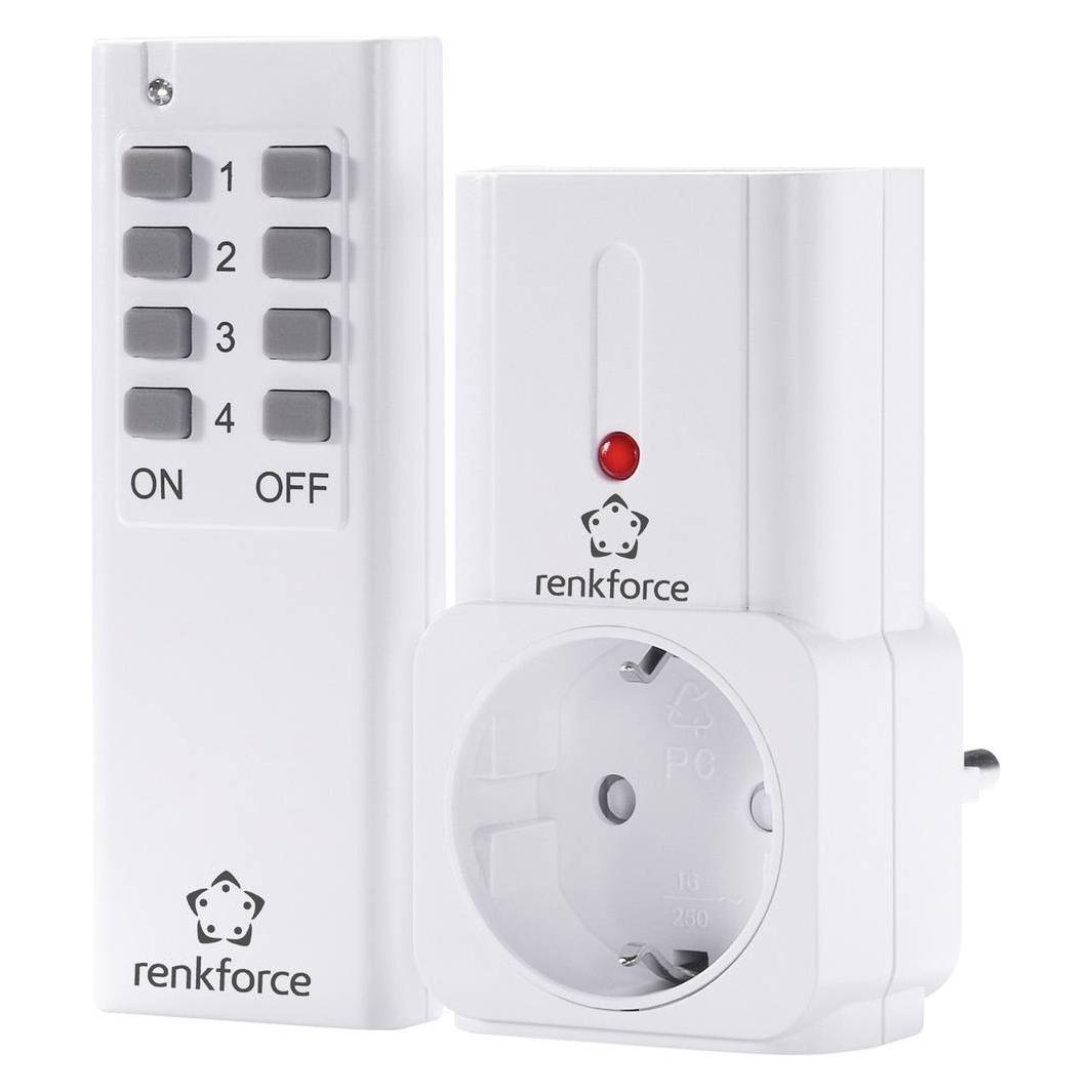 Renkforce Funk-Schalter-Set Zwischenstecker 2teilig Reichweite max. (im Freifeld) 30 m Einsatzort Innenbereich (1208455)