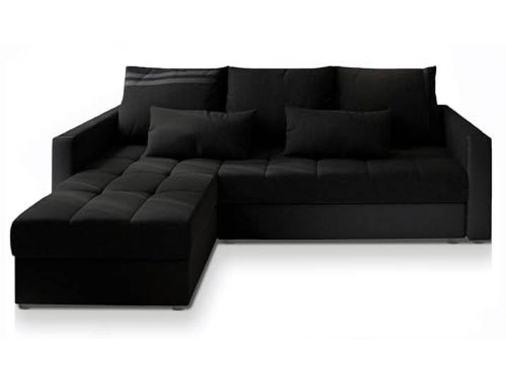 Masseno Ecksofa KOS PIK mit Schlaffunktion L-Form, Sofa mit Bettkasten, Wohnzimmersofa, Couch, Soffa, Bettsofa, Couchgarnitur- Schwarz, SAWANA 14 + MADRYT 9100
