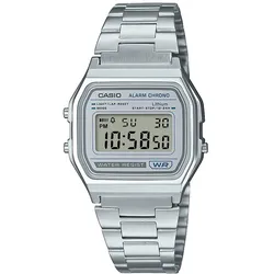 Casio A158WEA-7EF Digital-Armbanduhr Vintage Iconic Silberfarben