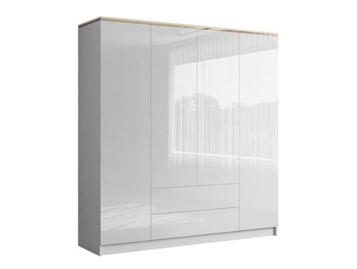 Lookway Kleiderschrank Aurora 4D2S, 200x213x57 cm Weiß Hochglanz