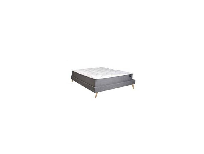 Lit BOREA 160x200 tissu + 1 sommier + 1 matelas CARLTON / Gris Foncé