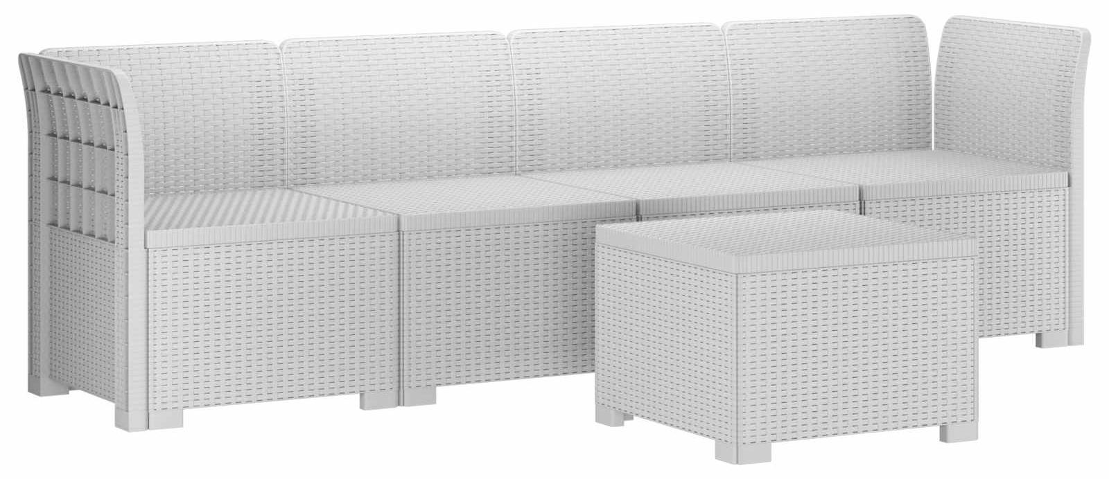 vidaXL 4-Sitzer Gartensofa Rattan Look PP Weiß