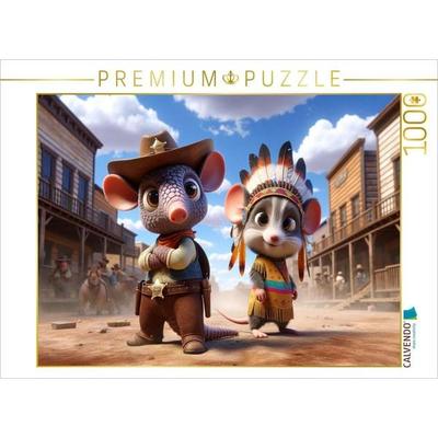 CALVENDO Puzzle Dusty und Milo: Ein Abenteuer im Wilden Westen | 1000 Teile Lege-Größe 64x48cm Foto-Puzzle für glückliche Stunden