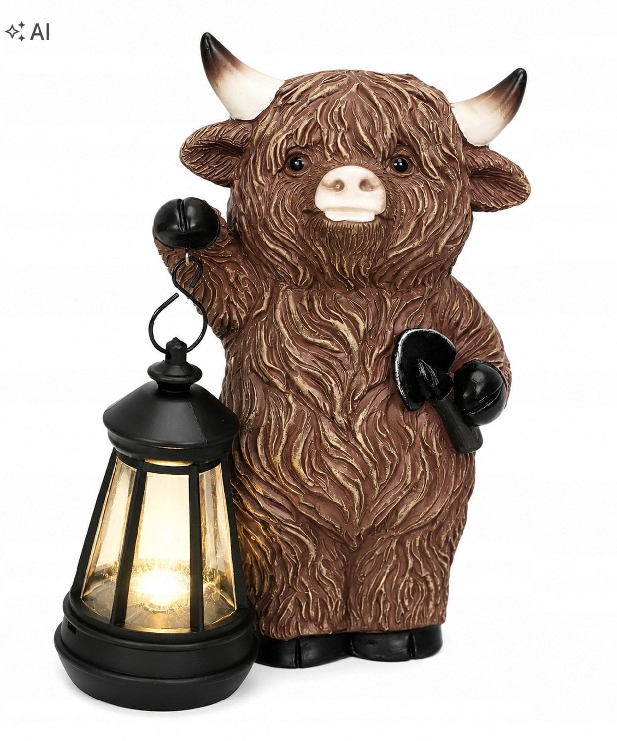 Zonne-energie Highland Koe Figuur met LED Tuindecoratie