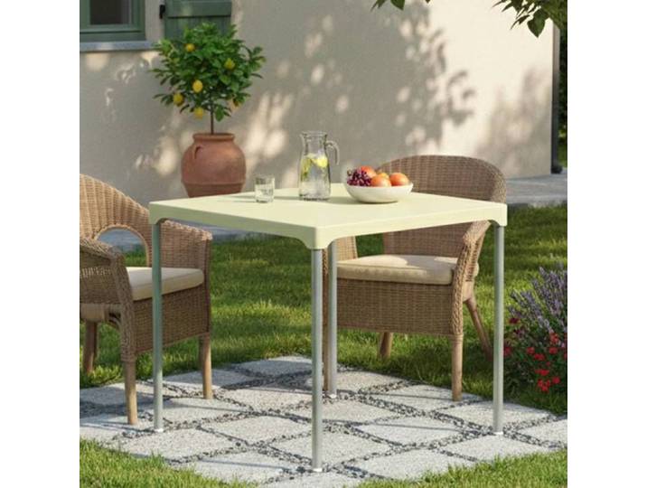 Table d'extérieur Brownstown Dmora en plastique beige 75x75x72h cm