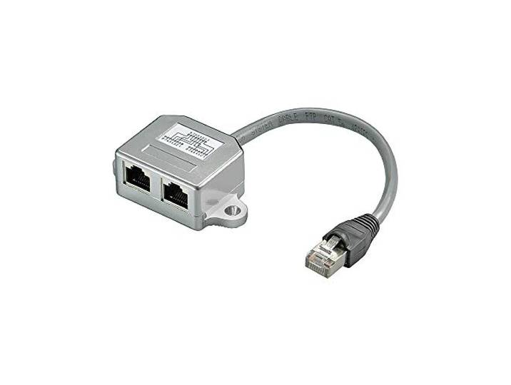 Goobay netwerkadapter (Cat 5 Ethernet- en ISDN RJ45-stekker naar 2x RJ45-aansluiting) zilver