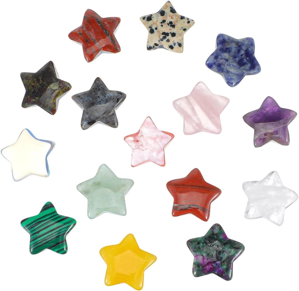 Set van 15 veelkleurige natuurlijke ster edelstenen van 20 mm voor meditatie en decoratie